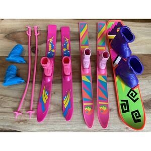 Vintage 1990's Barbie Ski Fun  Winter Skis, Boots & Poles Sport Lot